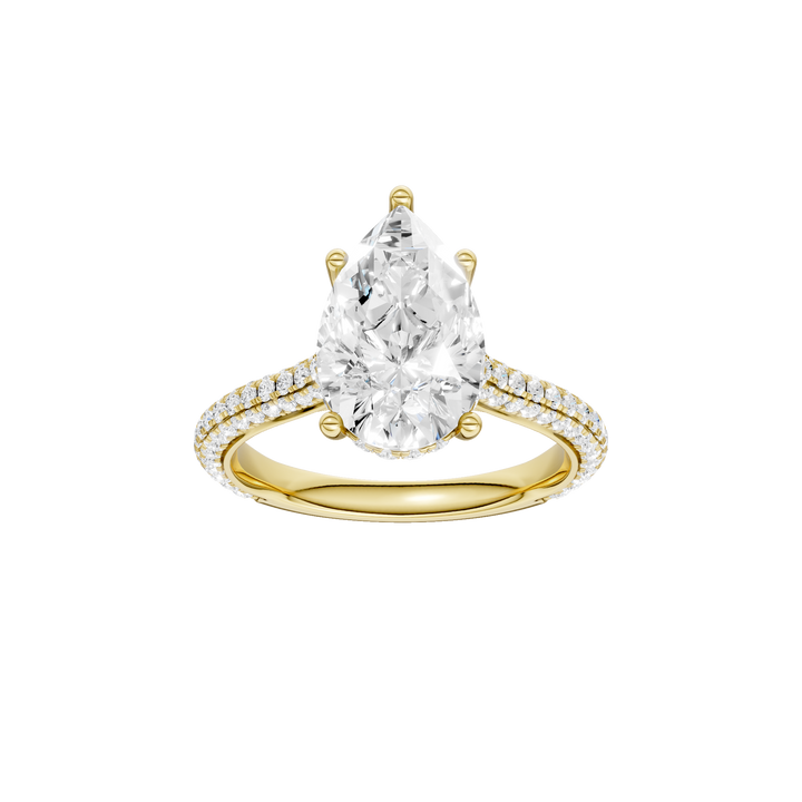 Hidden Halo Pave Engagement Ring (Pear) in 14K Yellow Gold – Silvadi Jewelry Aurora CO