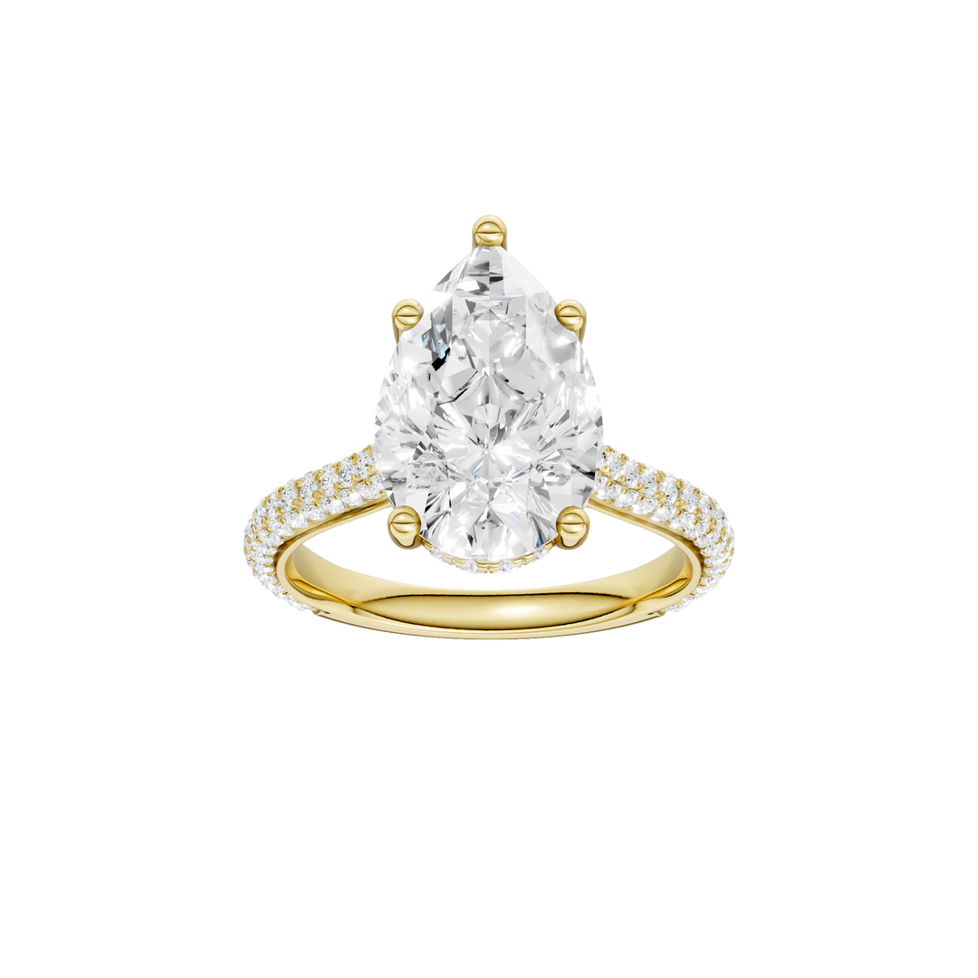Hidden Halo Pave Engagement Ring (Pear) in 14K Yellow Gold – Silvadi Jewelry Aurora CO