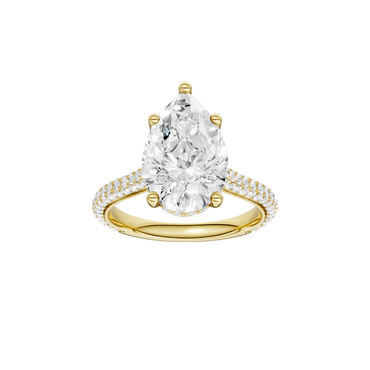 Hidden Halo Pave Engagement Ring (Pear) in 14K Yellow Gold – Silvadi Jewelry Aurora CO