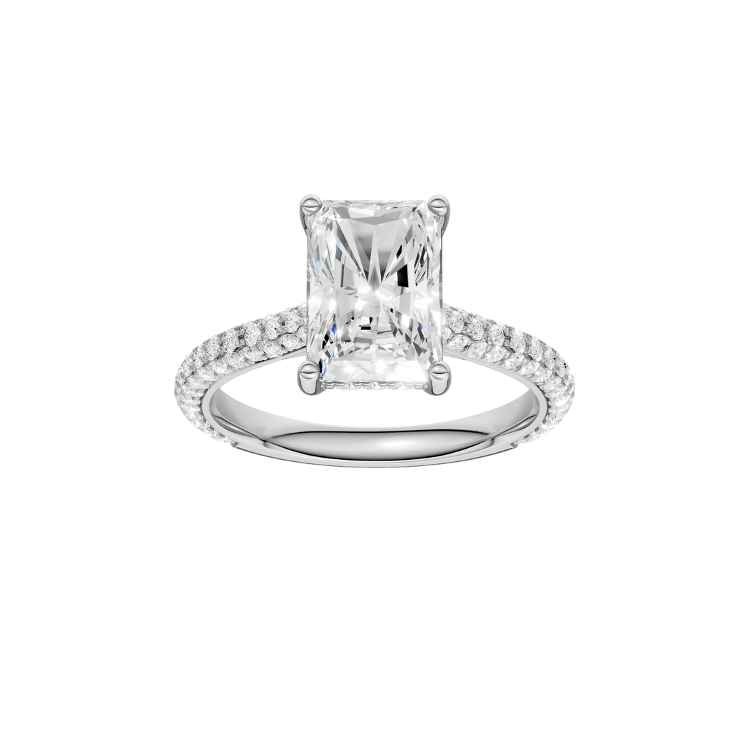 Hidden Halo Pave Engagement Ring (Radiant) in 14K White Gold – Silvadi Jewelry Aurora CO