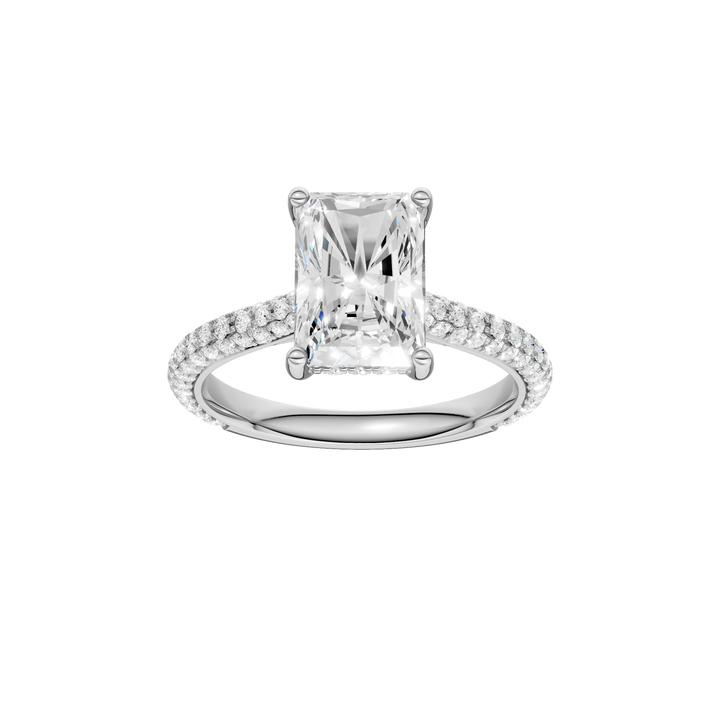 Hidden Halo Pave Engagement Ring (Radiant) in 14K White Gold – Silvadi Jewelry Aurora CO