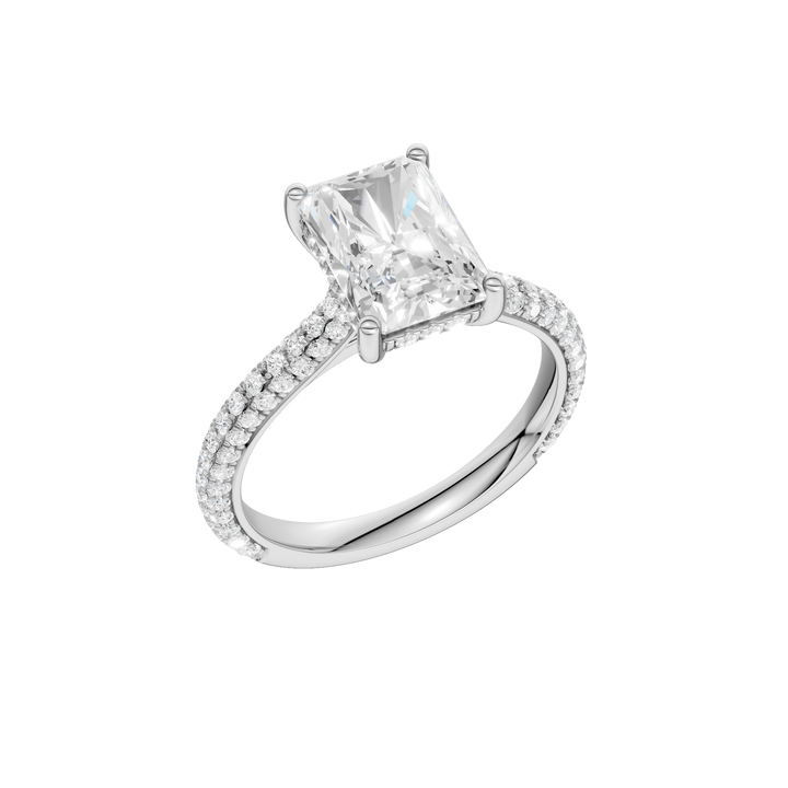 Hidden Halo Pave Engagement Ring (Radiant) in 14K White Gold – Silvadi Jewelry Aurora CO