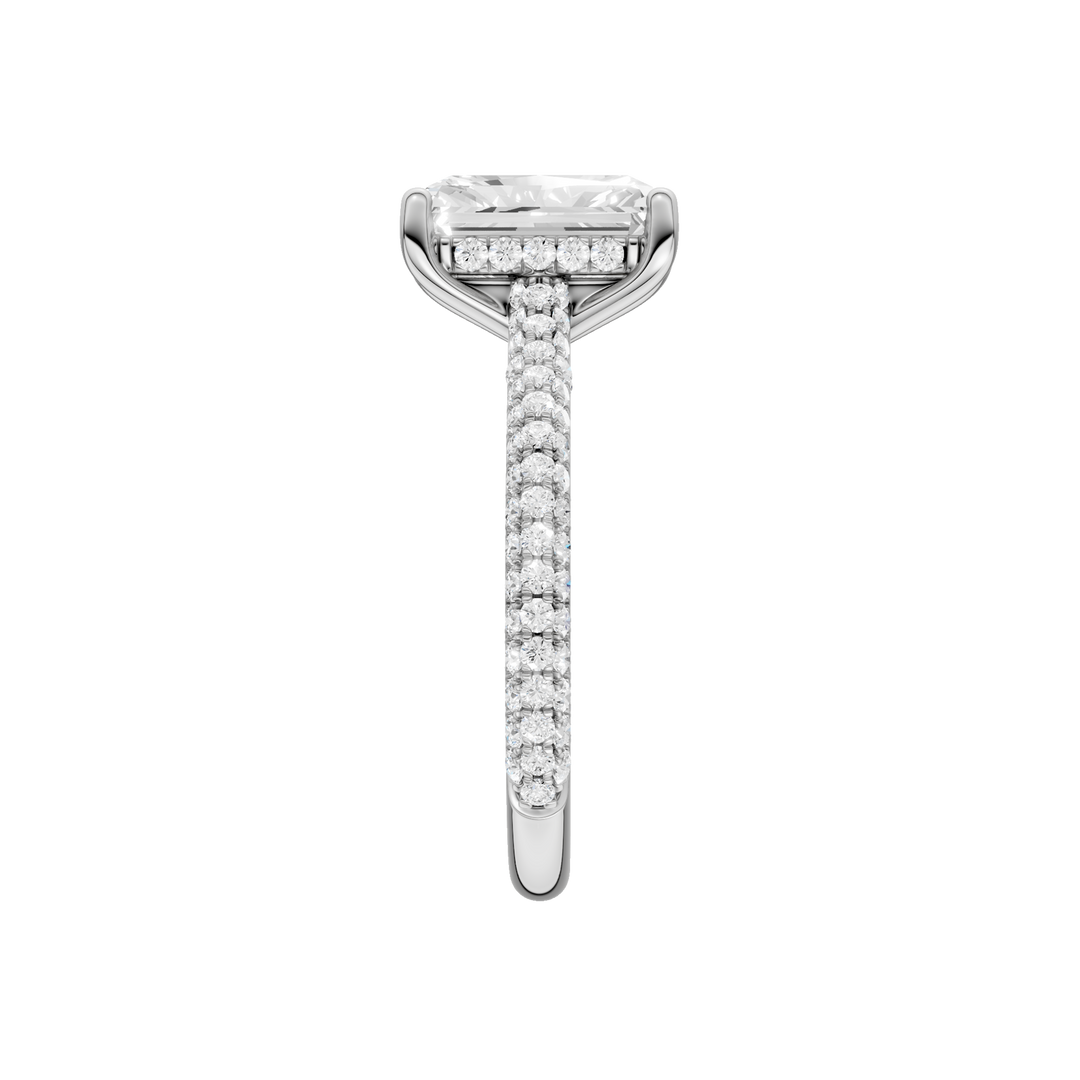 Hidden Halo Pave Engagement Ring (Radiant) in 14K White Gold – Silvadi Jewelry Aurora CO
