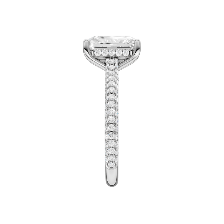 Hidden Halo Pave Engagement Ring (Radiant) in 14K White Gold – Silvadi Jewelry Aurora CO