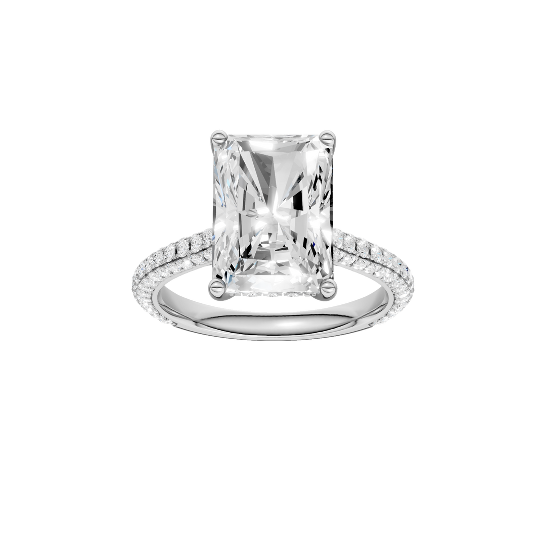 Hidden Halo Pave Engagement Ring (Radiant) in 14K White Gold – Silvadi Jewelry Aurora CO