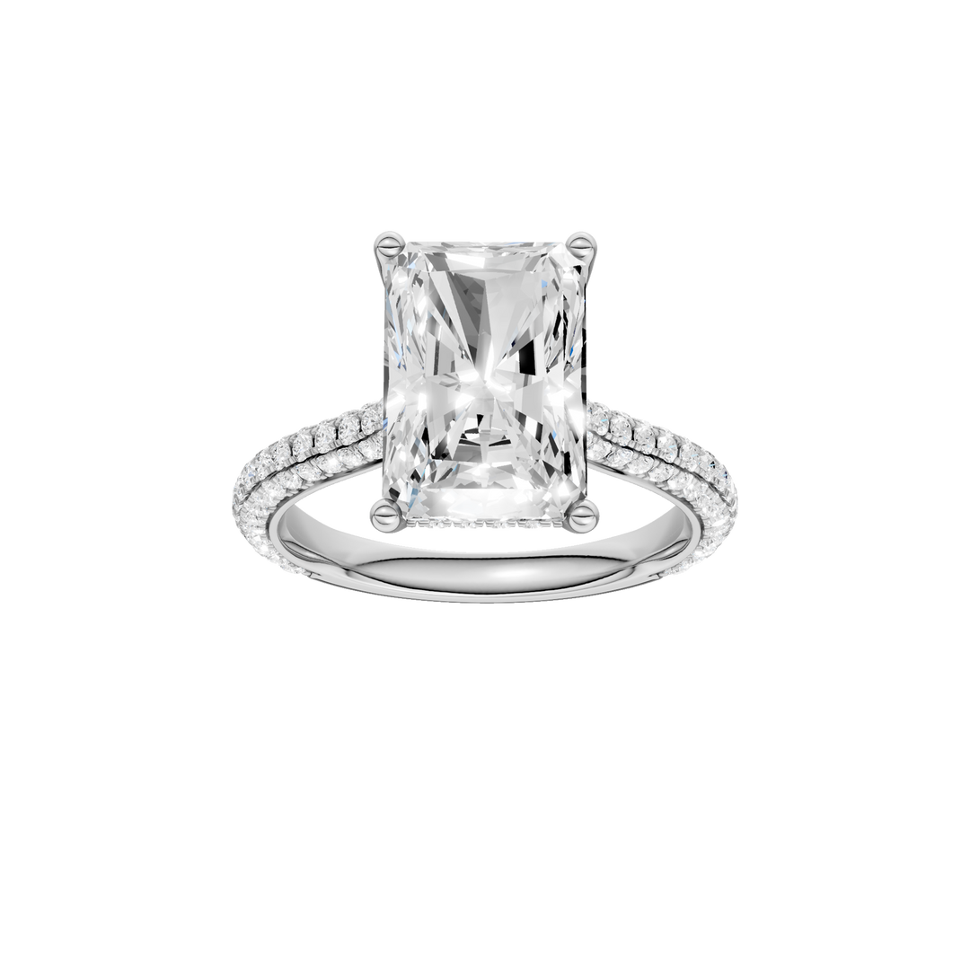 Hidden Halo Pave Engagement Ring (Radiant) in 14K White Gold – Silvadi Jewelry Aurora CO