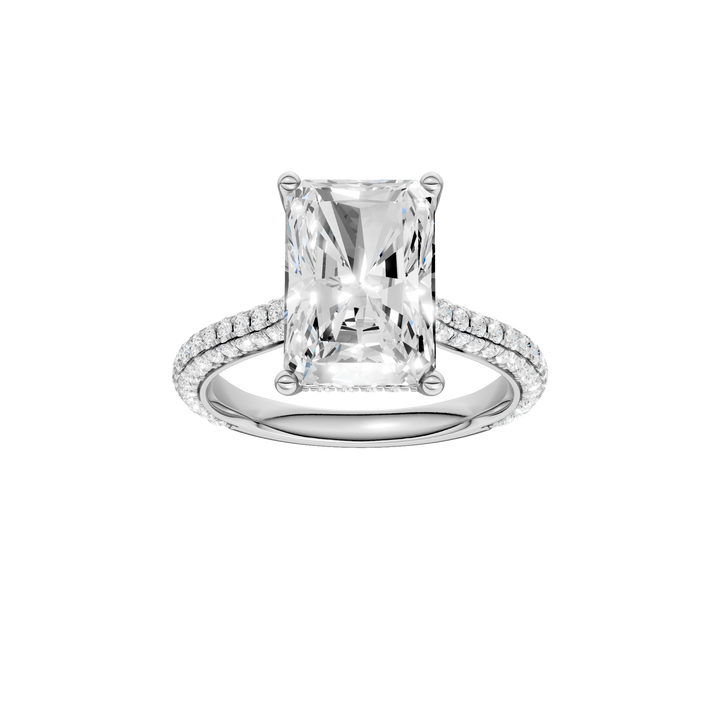 Hidden Halo Pave Engagement Ring (Radiant) in 14K White Gold – Silvadi Jewelry Aurora CO