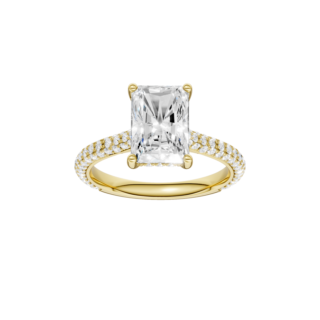Hidden Halo Pave Engagement Ring (Radiant) in 14K Yellow Gold – Silvadi Jewelry Aurora CO