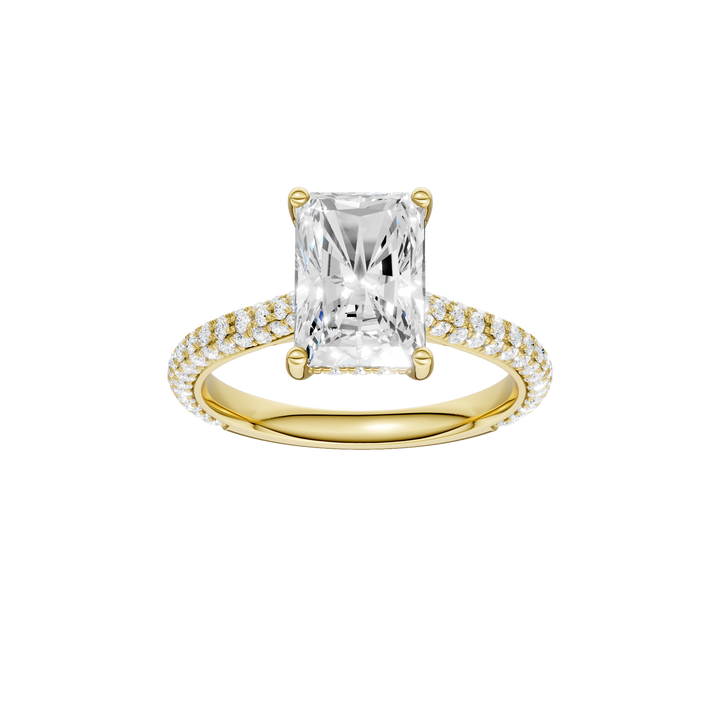 Hidden Halo Pave Engagement Ring (Radiant) in 14K Yellow Gold – Silvadi Jewelry Aurora CO