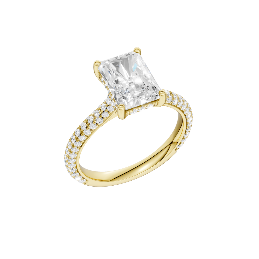 Hidden Halo Pave Engagement Ring (Radiant) in 14K Yellow Gold – Silvadi Jewelry Aurora CO