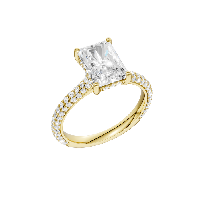 Hidden Halo Pave Engagement Ring (Radiant) in 14K Yellow Gold – Silvadi Jewelry Aurora CO