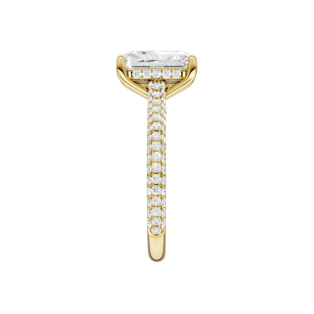 Hidden Halo Pave Engagement Ring (Radiant) in 14K Yellow Gold – Silvadi Jewelry Aurora CO