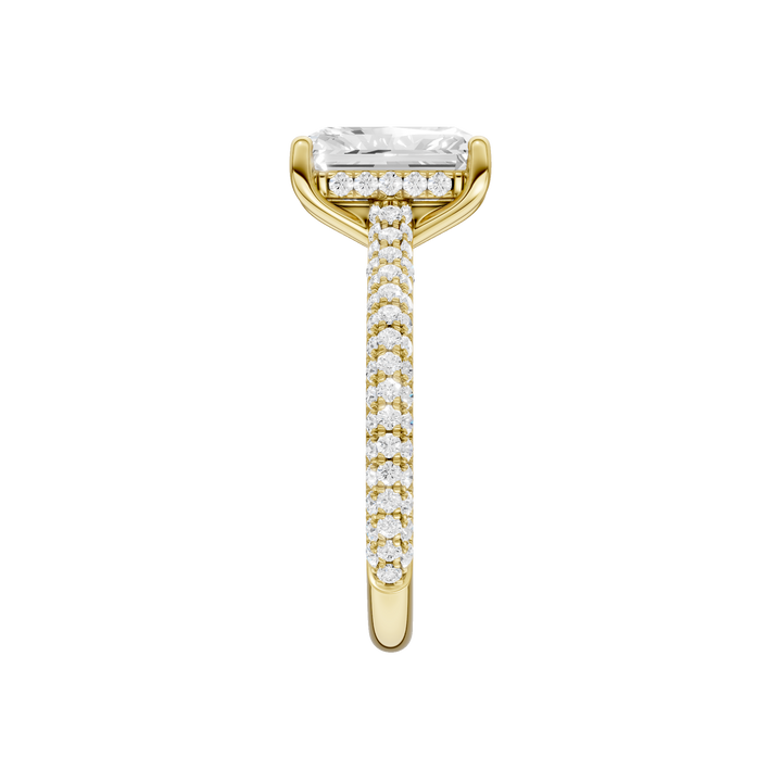 Hidden Halo Pave Engagement Ring (Radiant) in 14K Yellow Gold – Silvadi Jewelry Aurora CO