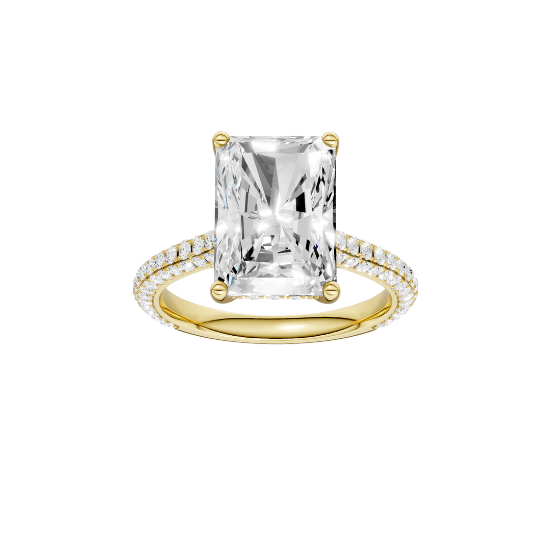 Hidden Halo Pave Engagement Ring (Radiant) in 14K Yellow Gold – Silvadi Jewelry Aurora CO