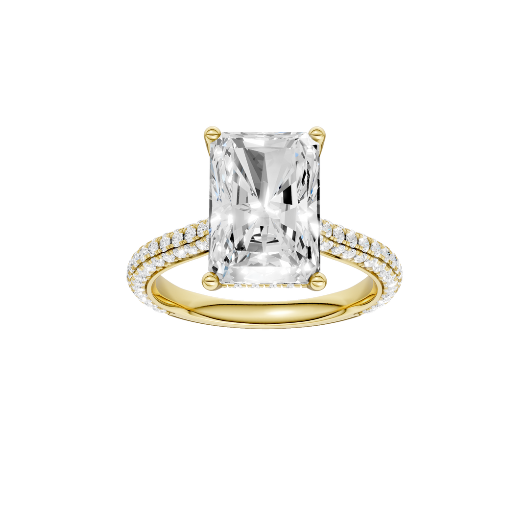 Hidden Halo Pave Engagement Ring (Radiant) in 14K Yellow Gold – Silvadi Jewelry Aurora CO