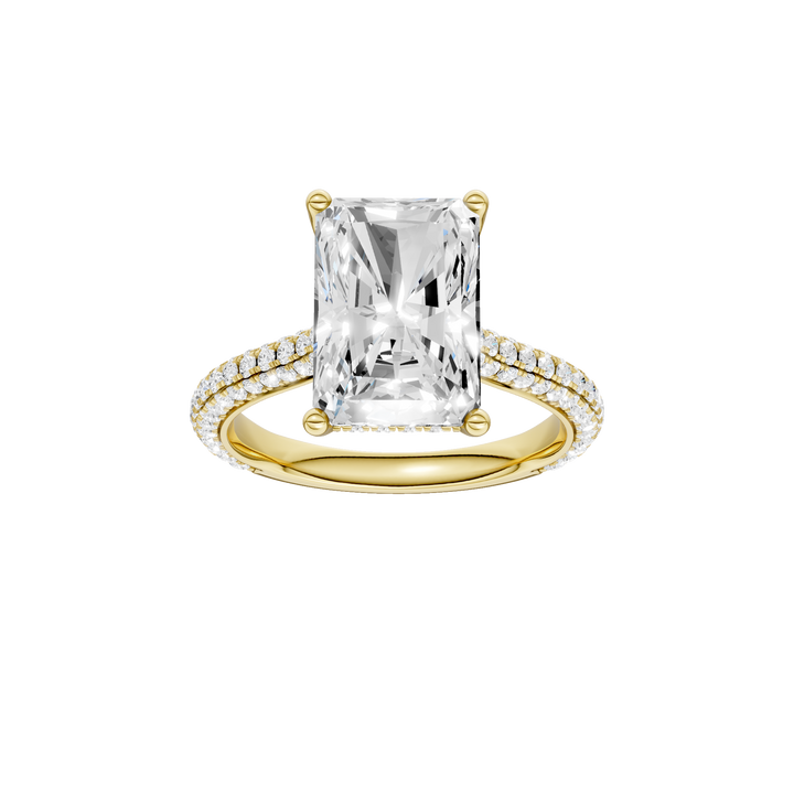 Hidden Halo Pave Engagement Ring (Radiant) in 14K Yellow Gold – Silvadi Jewelry Aurora CO
