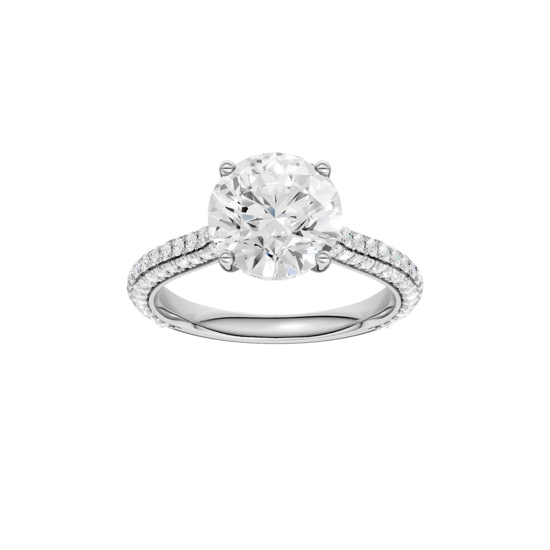 Hidden Halo Pave Engagement Ring (Round) in 14K White Gold – Silvadi Jewelry Aurora CO