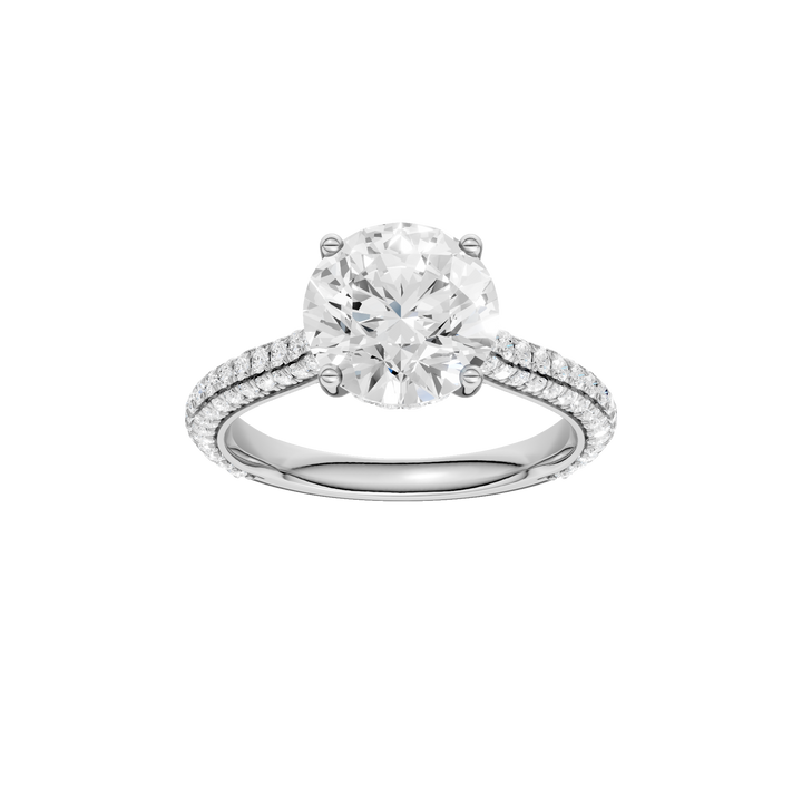 Hidden Halo Pave Engagement Ring (Round) in 14K White Gold – Silvadi Jewelry Aurora CO