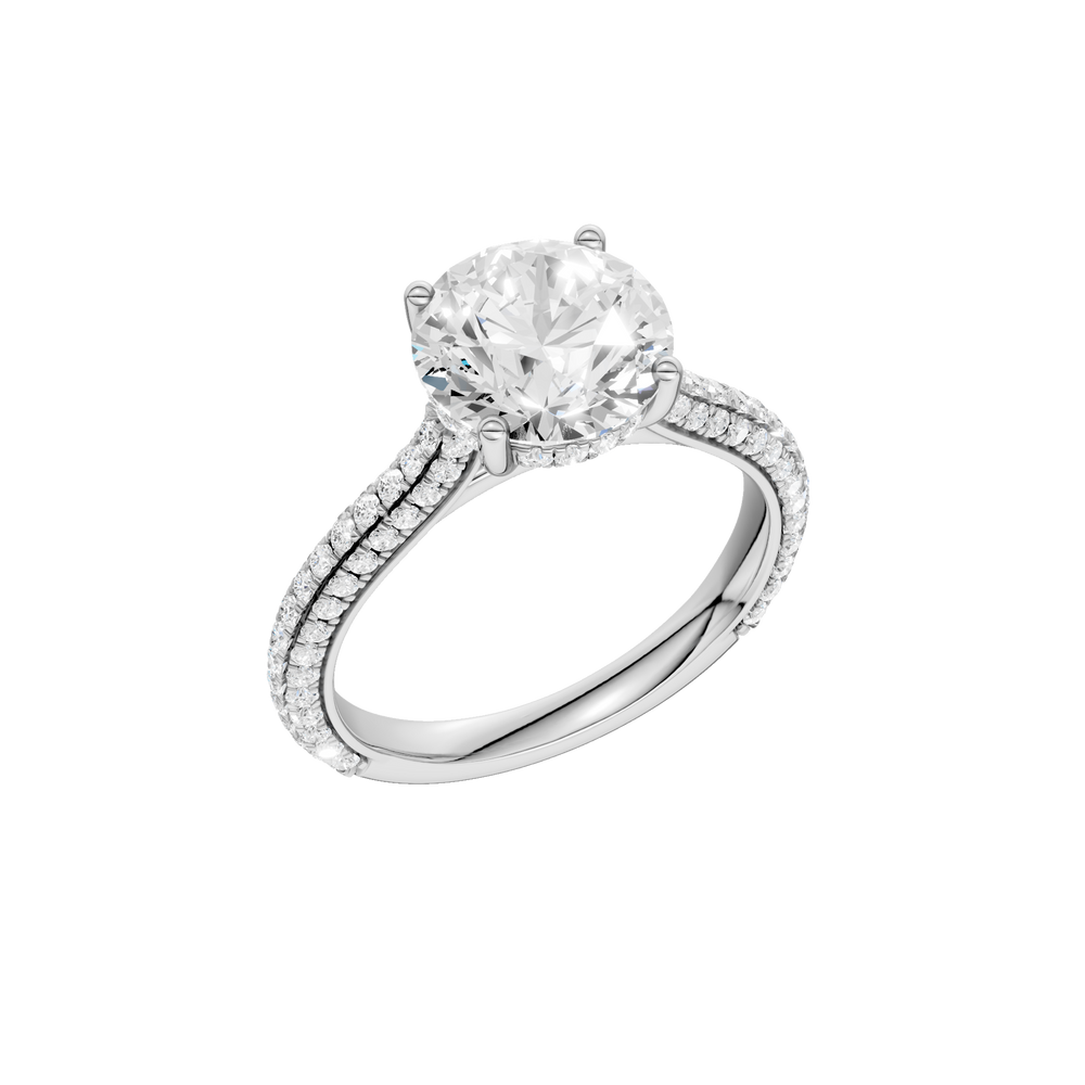 Hidden Halo Pave Engagement Ring (Round) in 14K White Gold – Silvadi Jewelry Aurora CO