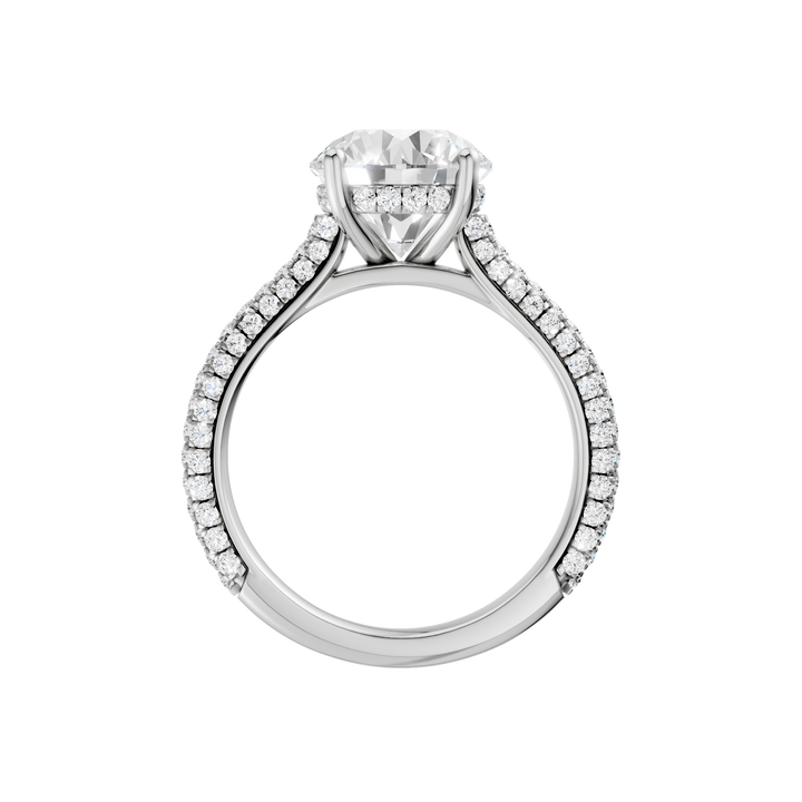 Hidden Halo Pave Engagement Ring (Round) in 14K White Gold – Silvadi Jewelry Aurora CO