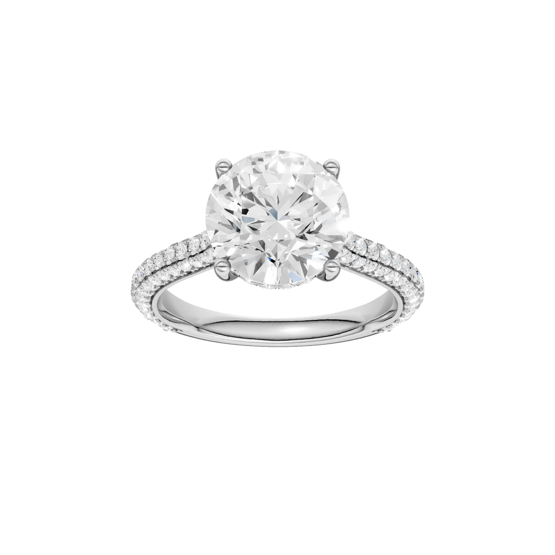 Hidden Halo Pave Engagement Ring (Round) in 14K White Gold – Silvadi Jewelry Aurora CO