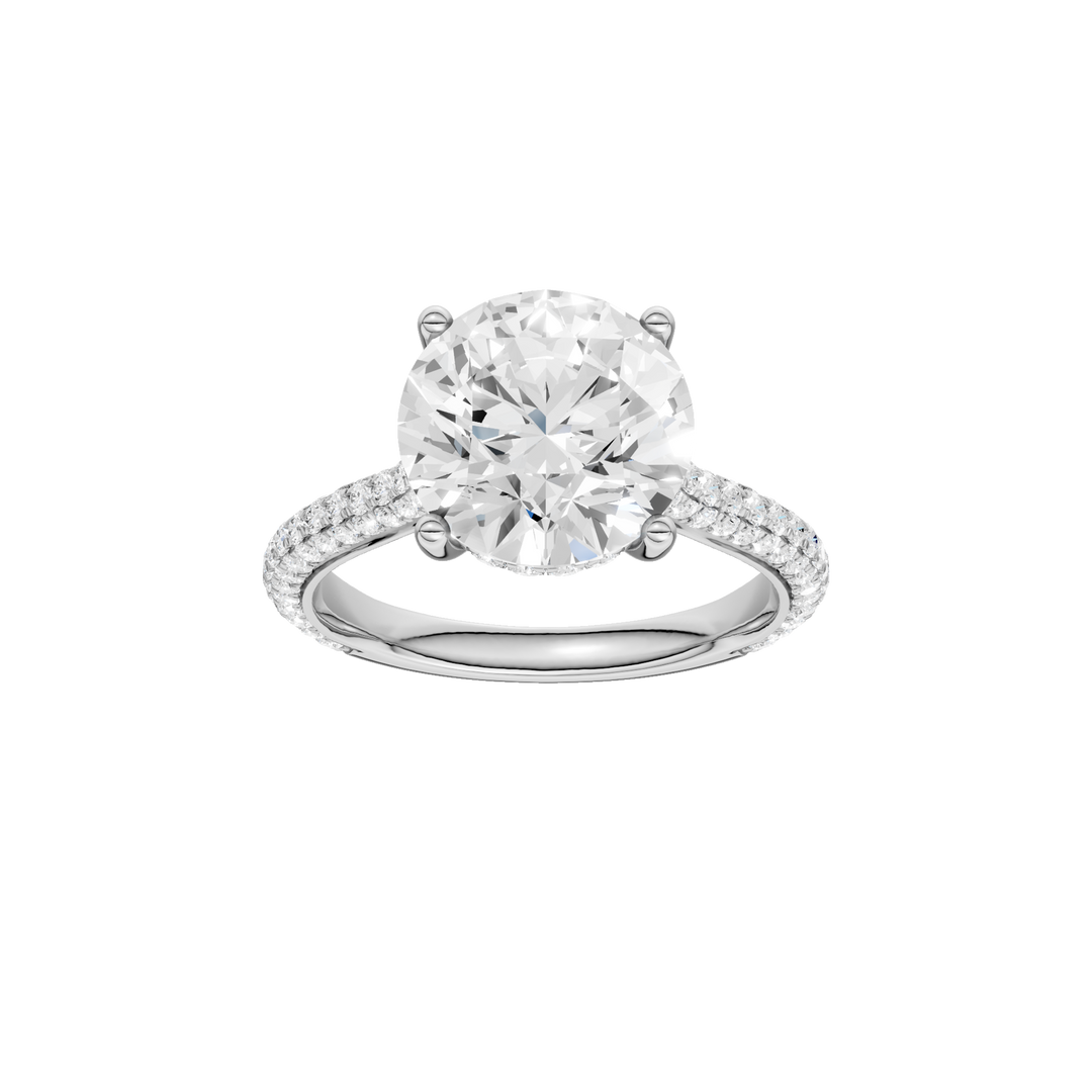 Hidden Halo Pave Engagement Ring (Round) in 14K White Gold – Silvadi Jewelry Aurora CO