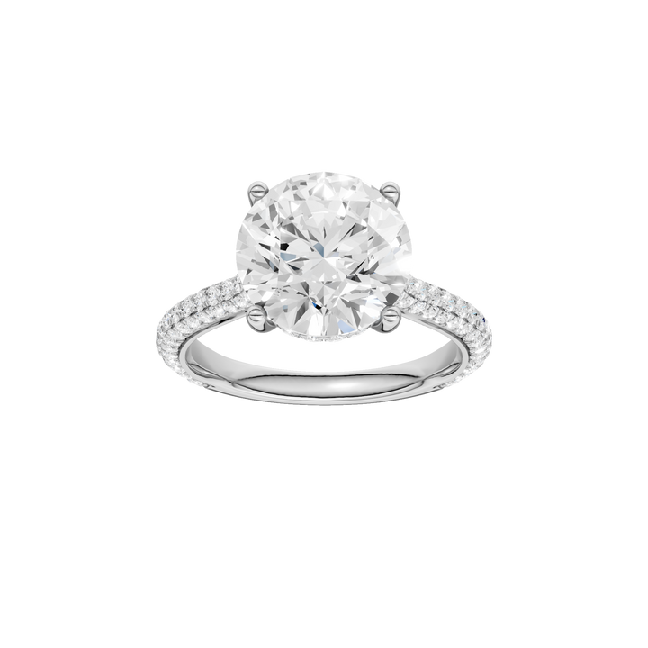 Hidden Halo Pave Engagement Ring (Round) in 14K White Gold – Silvadi Jewelry Aurora CO