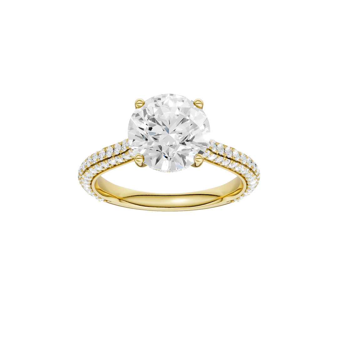 Hidden Halo Pave Engagement Ring (Round) in 14K Yellow Gold – Silvadi Jewelry Aurora CO