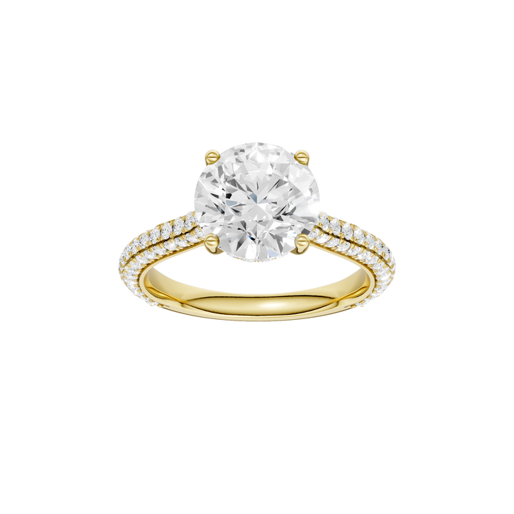 Hidden Halo Pave Engagement Ring (Round) in 14K Yellow Gold – Silvadi Jewelry Aurora CO