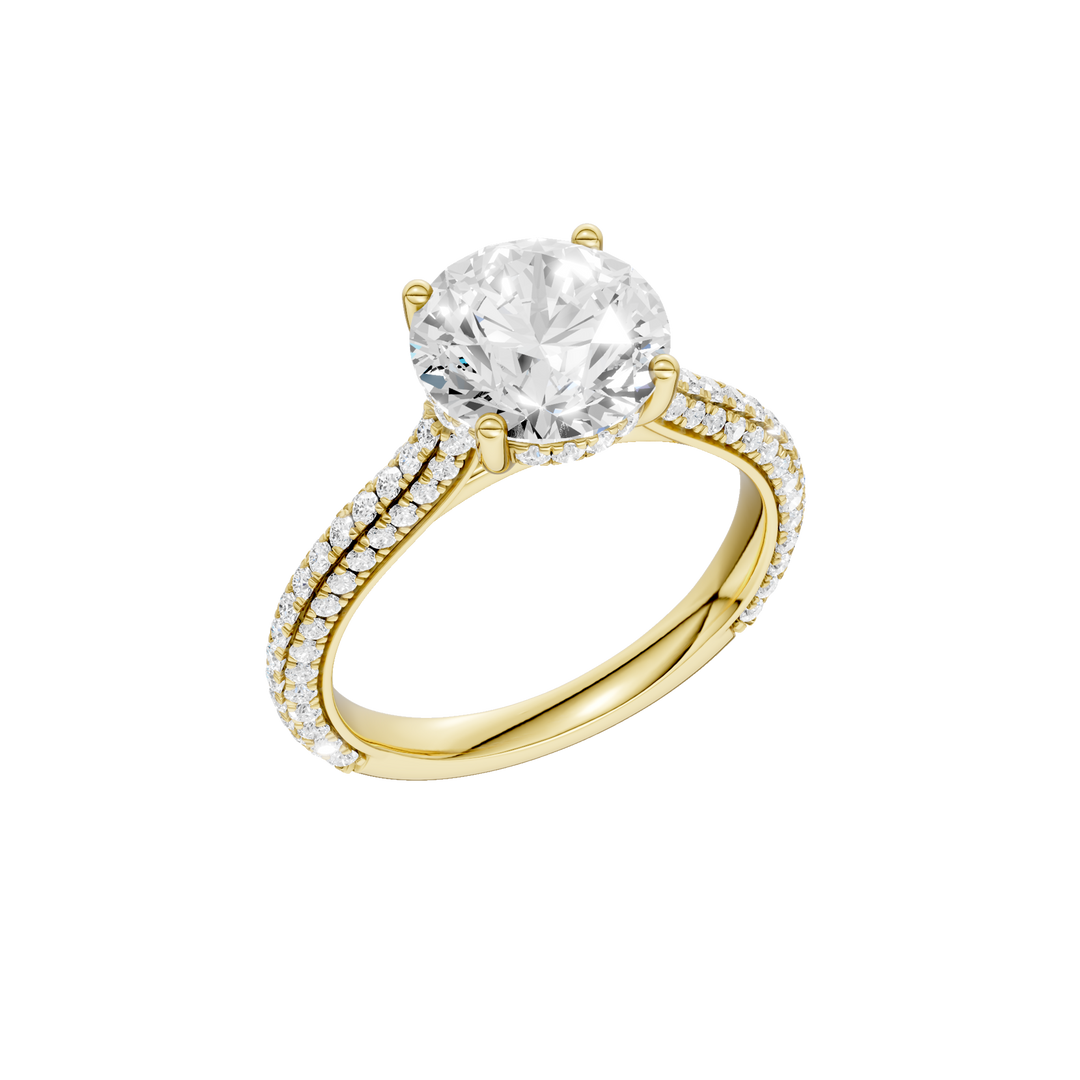 Hidden Halo Pave Engagement Ring (Round) in 14K Yellow Gold – Silvadi Jewelry Aurora CO