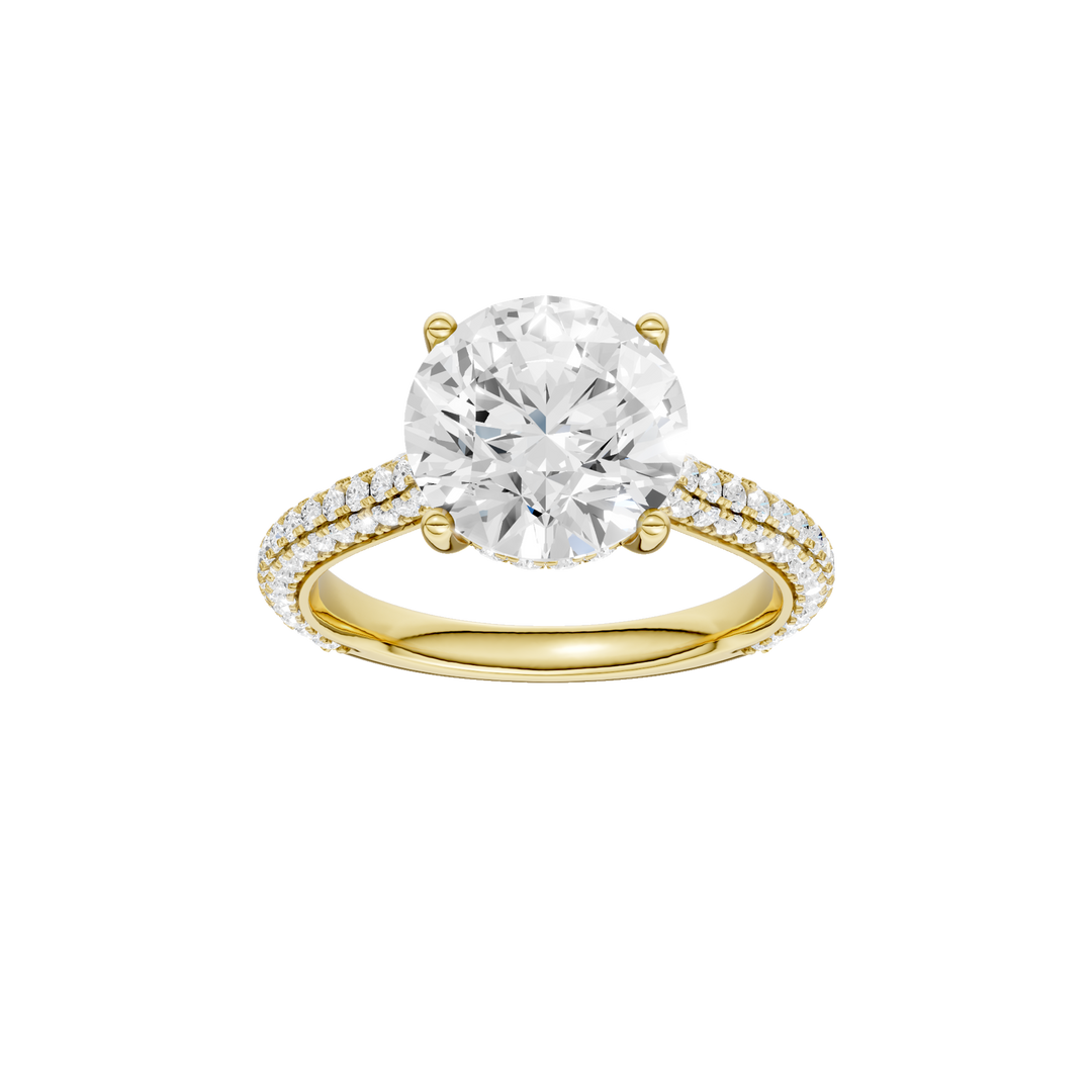 Hidden Halo Pave Engagement Ring (Round) in 14K Yellow Gold – Silvadi Jewelry Aurora CO