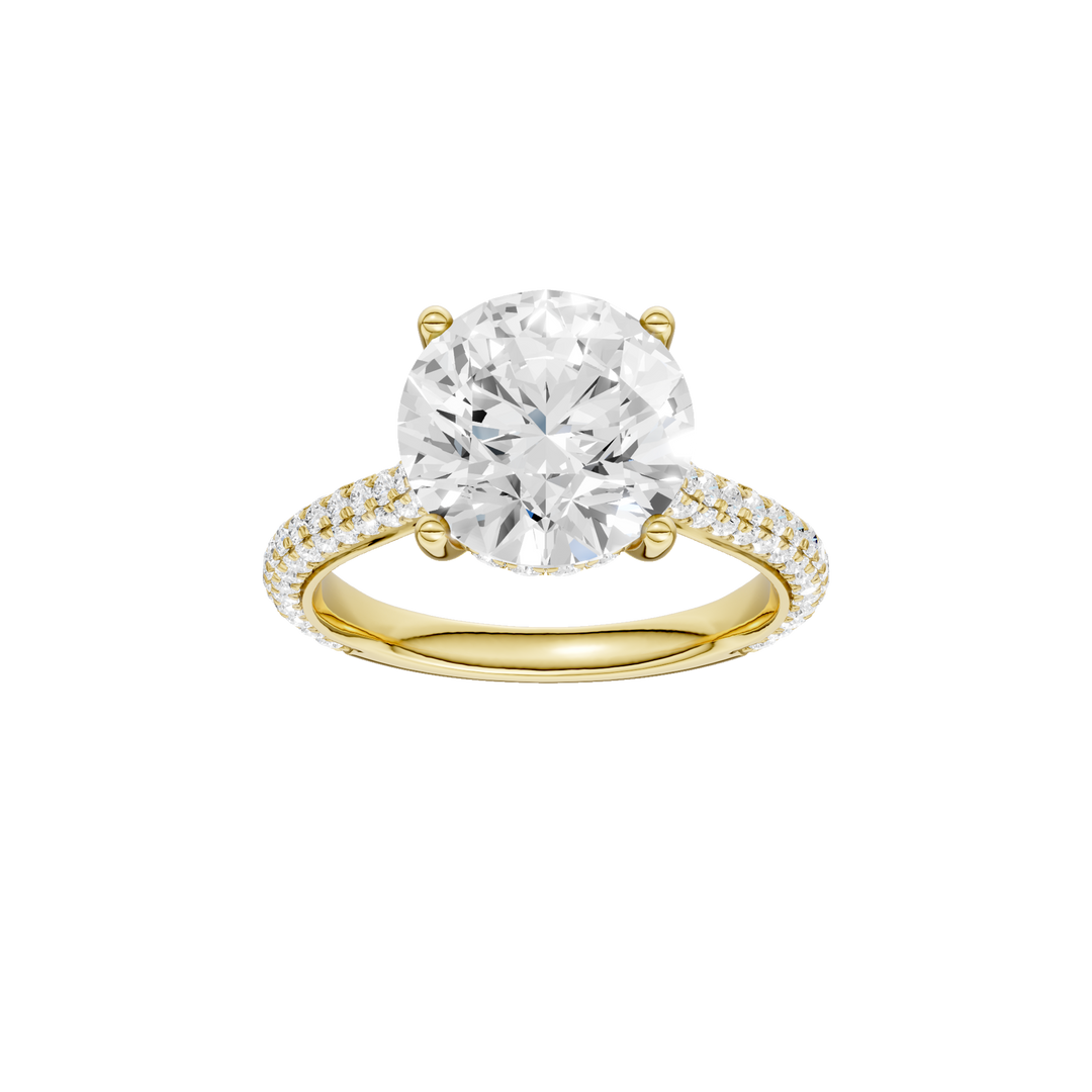 Hidden Halo Pave Engagement Ring (Round) in 14K Yellow Gold – Silvadi Jewelry Aurora CO