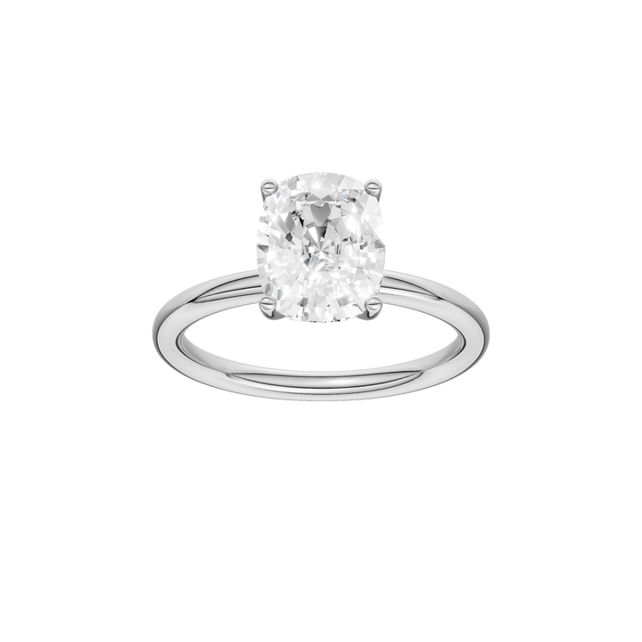 Hidden Halo Plain Shank Engagement Ring (Elongated Cushion) in 14K White Gold – Silvadi Jewelry Aurora CO