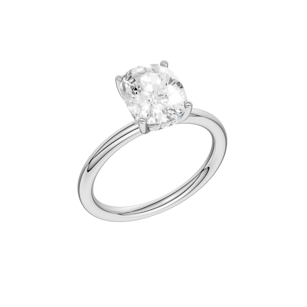 Hidden Halo Plain Shank Engagement Ring (Elongated Cushion) in 14K White Gold – Silvadi Jewelry Aurora CO