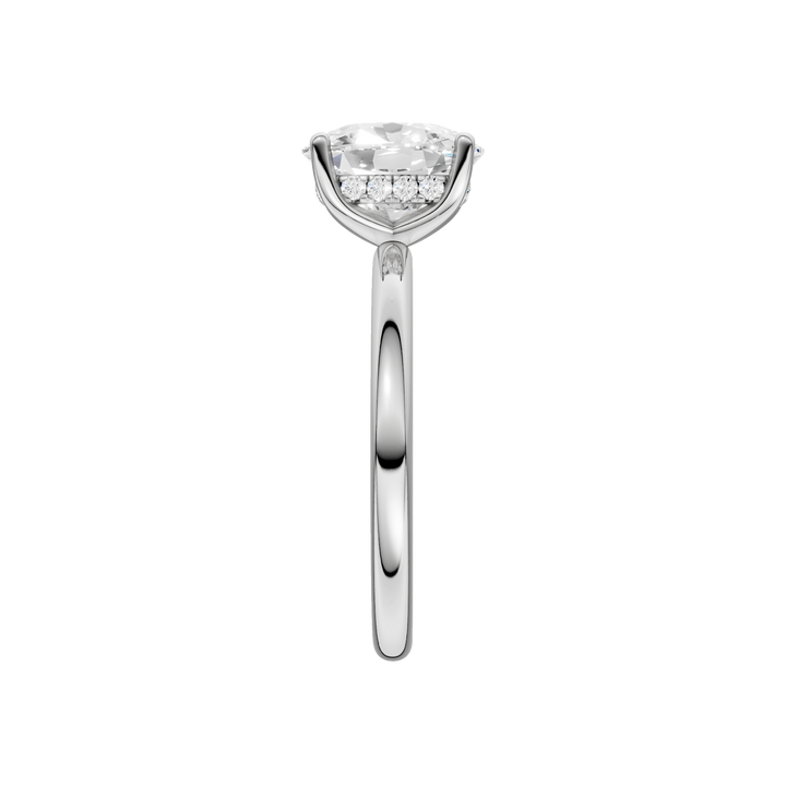Hidden Halo Plain Shank Engagement Ring (Elongated Cushion) in 14K White Gold – Silvadi Jewelry Aurora CO