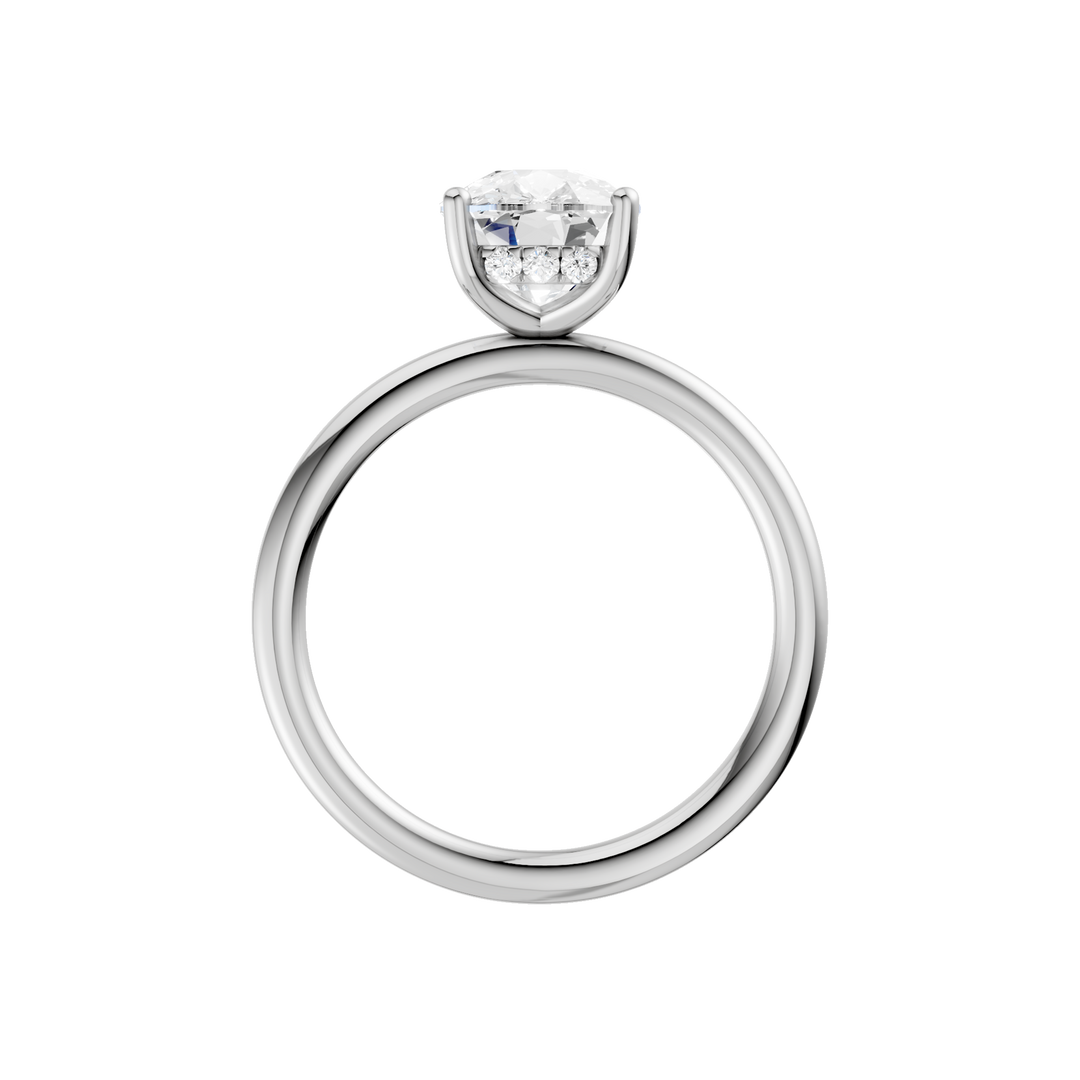 Hidden Halo Plain Shank Engagement Ring (Elongated Cushion) in 14K White Gold – Silvadi Jewelry Aurora CO