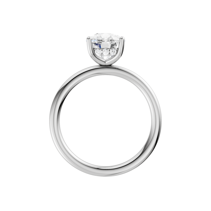 Hidden Halo Plain Shank Engagement Ring (Elongated Cushion) in 14K White Gold – Silvadi Jewelry Aurora CO
