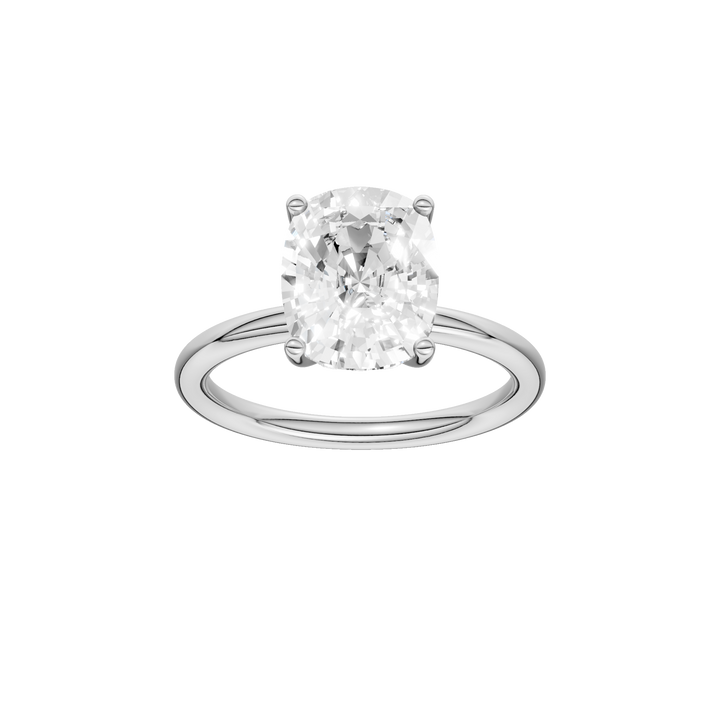 Hidden Halo Plain Shank Engagement Ring (Elongated Cushion) in 14K White Gold – Silvadi Jewelry Aurora CO