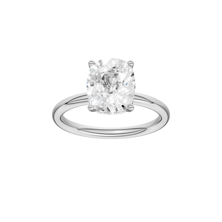 Hidden Halo Plain Shank Engagement Ring (Elongated Cushion) in 14K White Gold – Silvadi Jewelry Aurora CO