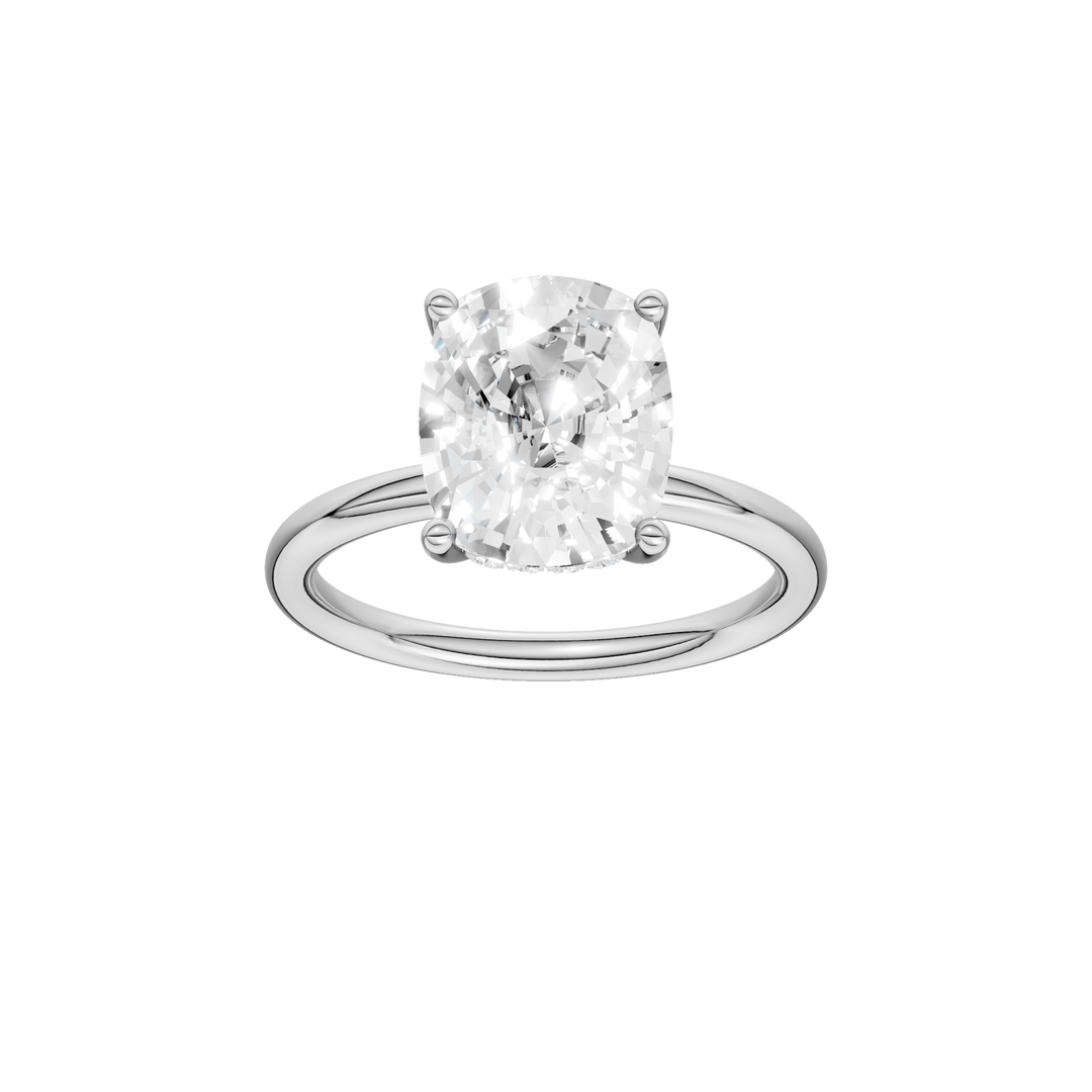 Hidden Halo Plain Shank Engagement Ring (Elongated Cushion) in 14K White Gold – Silvadi Jewelry Aurora CO