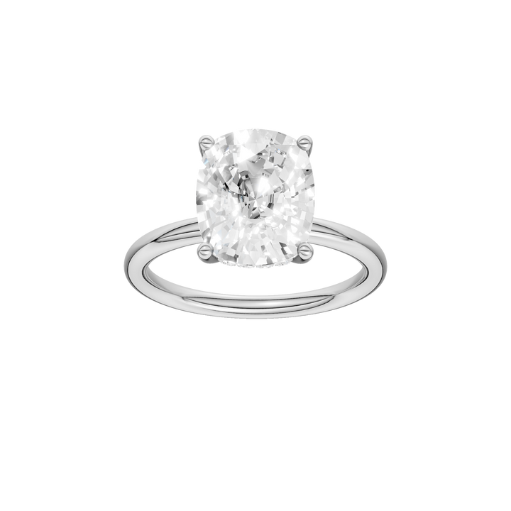 Hidden Halo Plain Shank Engagement Ring (Elongated Cushion) in 14K White Gold – Silvadi Jewelry Aurora CO