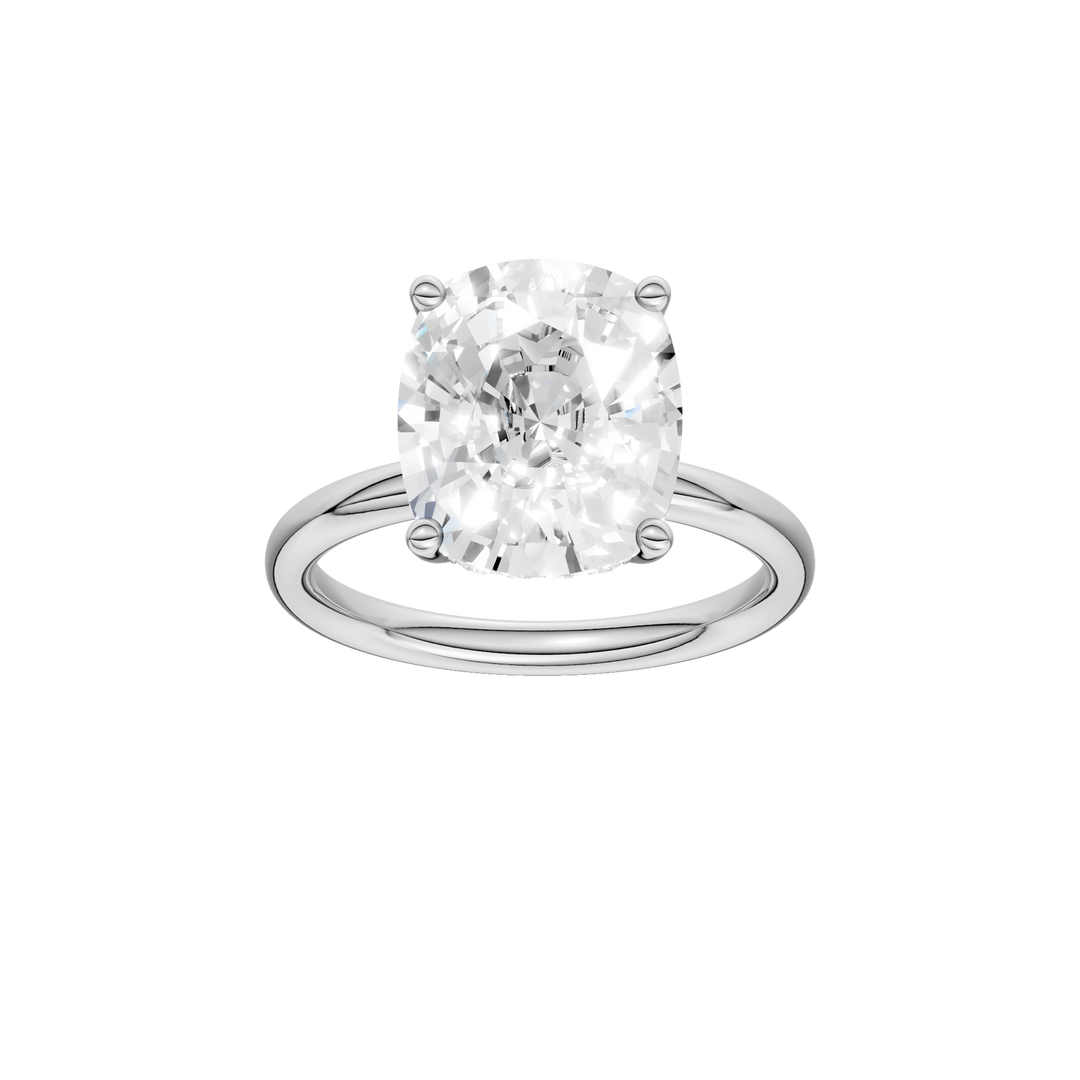 Hidden Halo Plain Shank Engagement Ring (Elongated Cushion) in 14K White Gold – Silvadi Jewelry Aurora CO