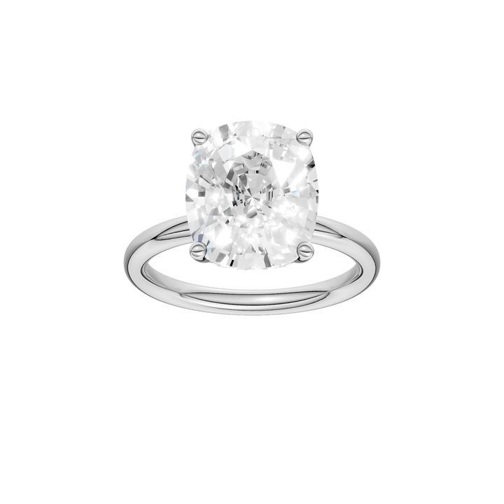 Hidden Halo Plain Shank Engagement Ring (Elongated Cushion) in 14K White Gold – Silvadi Jewelry Aurora CO