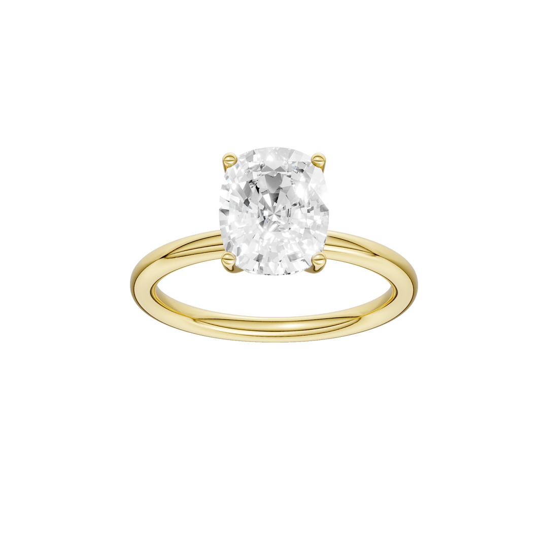 Hidden Halo Plain Shank Engagement Ring (Elongated Cushion) in 14K Yellow Gold – Silvadi Jewelry Aurora CO