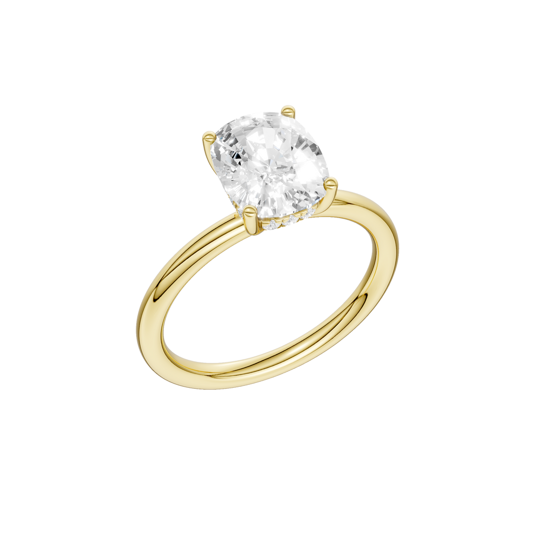 Hidden Halo Plain Shank Engagement Ring (Elongated Cushion) in 14K Yellow Gold – Silvadi Jewelry Aurora CO