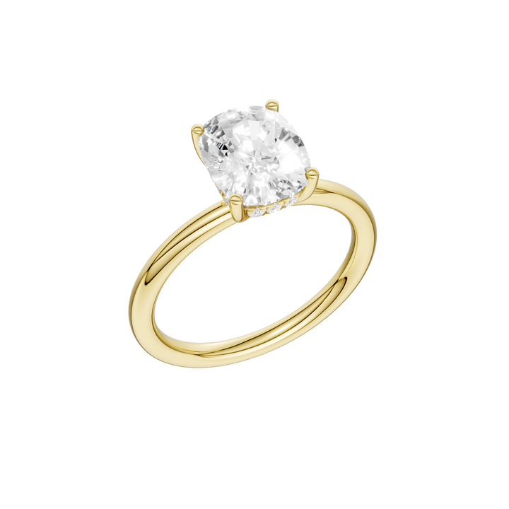 Hidden Halo Plain Shank Engagement Ring (Elongated Cushion) in 14K Yellow Gold – Silvadi Jewelry Aurora CO
