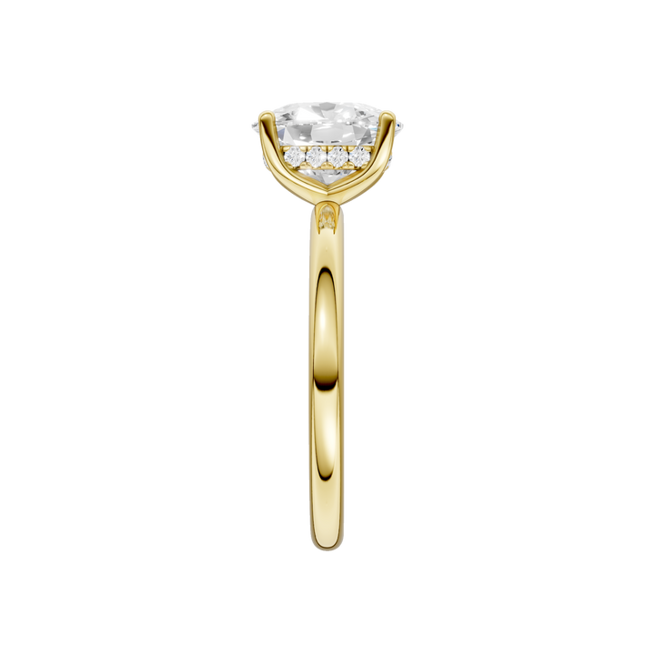 Hidden Halo Plain Shank Engagement Ring (Elongated Cushion) in 14K Yellow Gold – Silvadi Jewelry Aurora CO