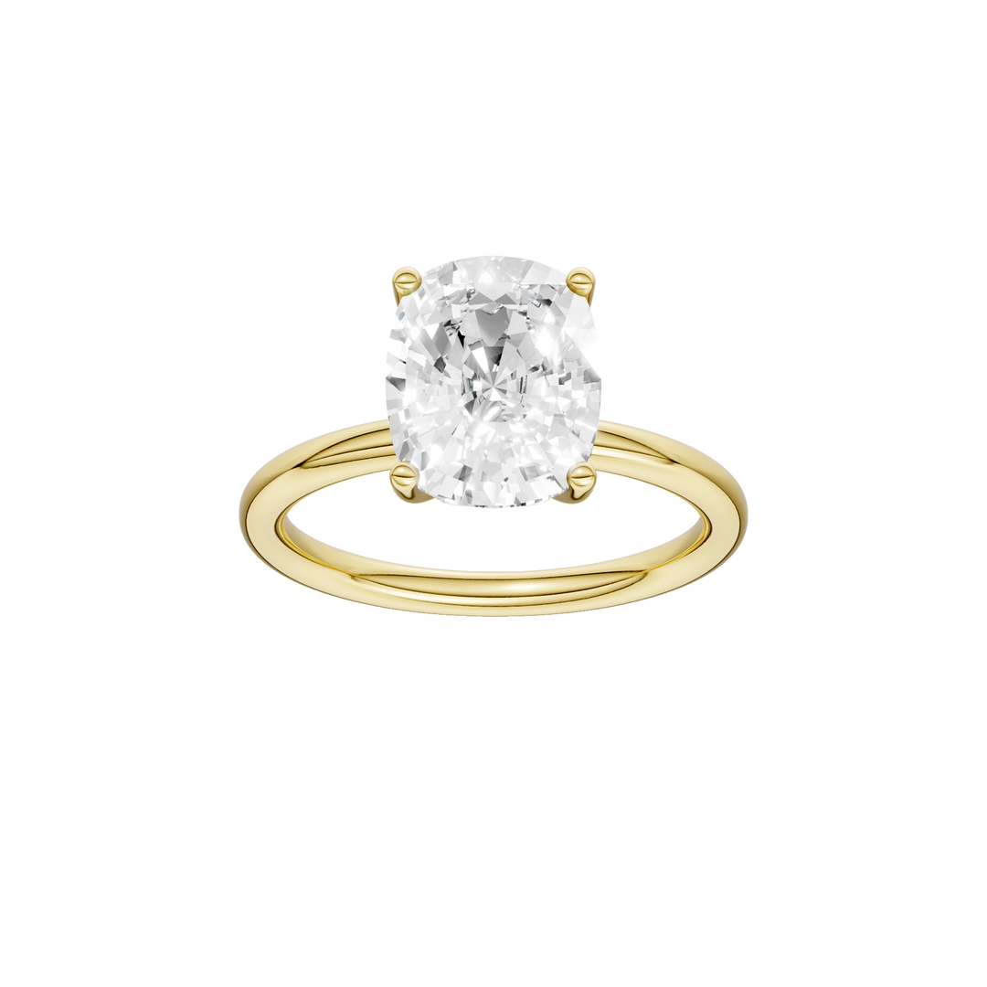 Hidden Halo Plain Shank Engagement Ring (Elongated Cushion) in 14K Yellow Gold – Silvadi Jewelry Aurora CO