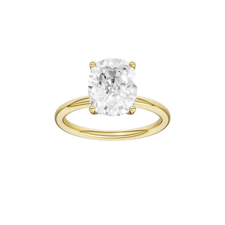 Hidden Halo Plain Shank Engagement Ring (Elongated Cushion) in 14K Yellow Gold – Silvadi Jewelry Aurora CO