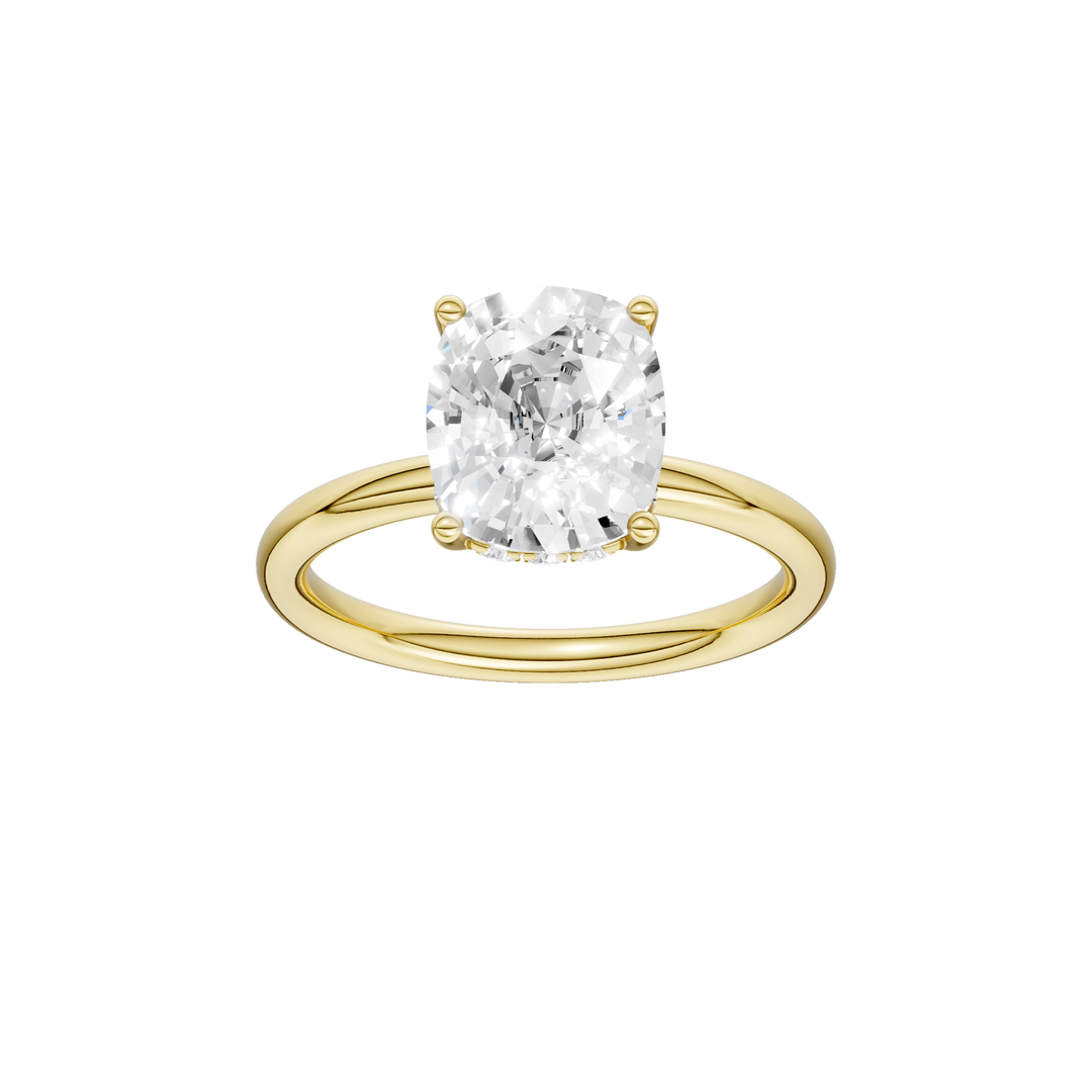 Hidden Halo Plain Shank Engagement Ring (Elongated Cushion) in 14K Yellow Gold – Silvadi Jewelry Aurora CO